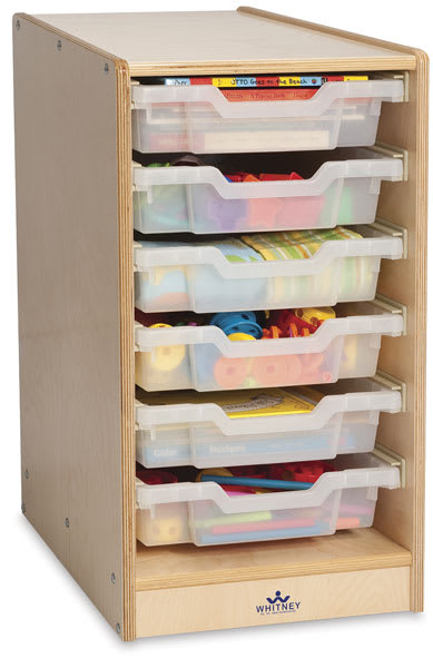 Open in modal - Clear Tray Storage Cabinets - Single tier 6 drawer Cabinet shown filled with supplies