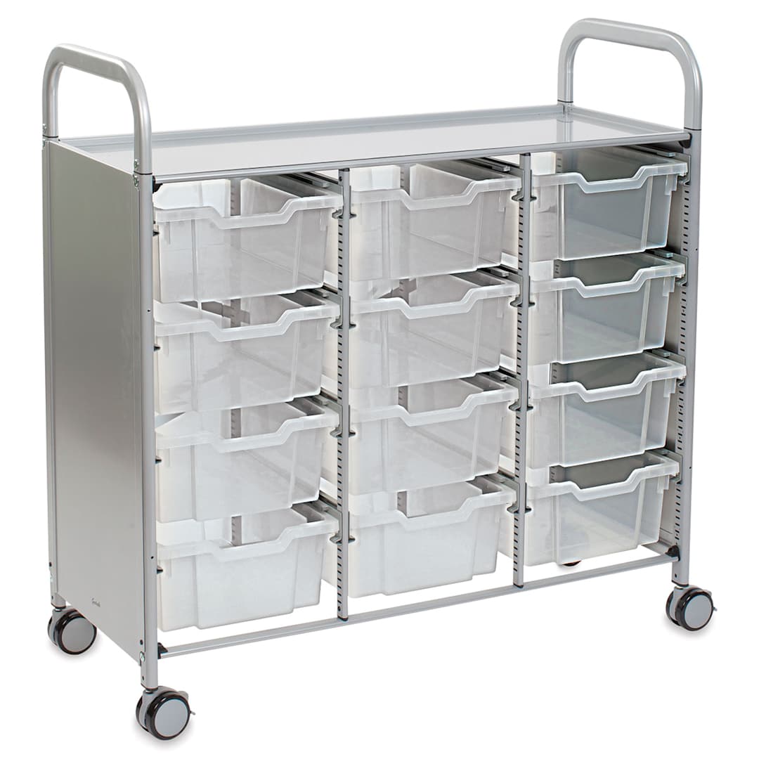 Open in modal - Gratnells Callero Plus Cart - Treble Cart, 12 Deep F2 Trays, Translucent
