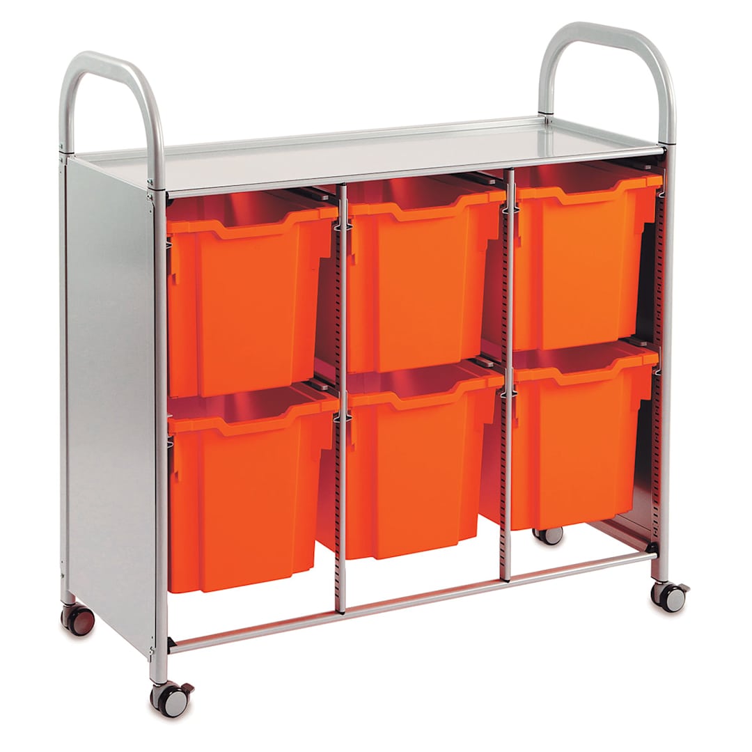 Open in modal - Gratnells Callero Plus Cart - Treble Cart, 6 Jumbo F3 Trays, Flame Red