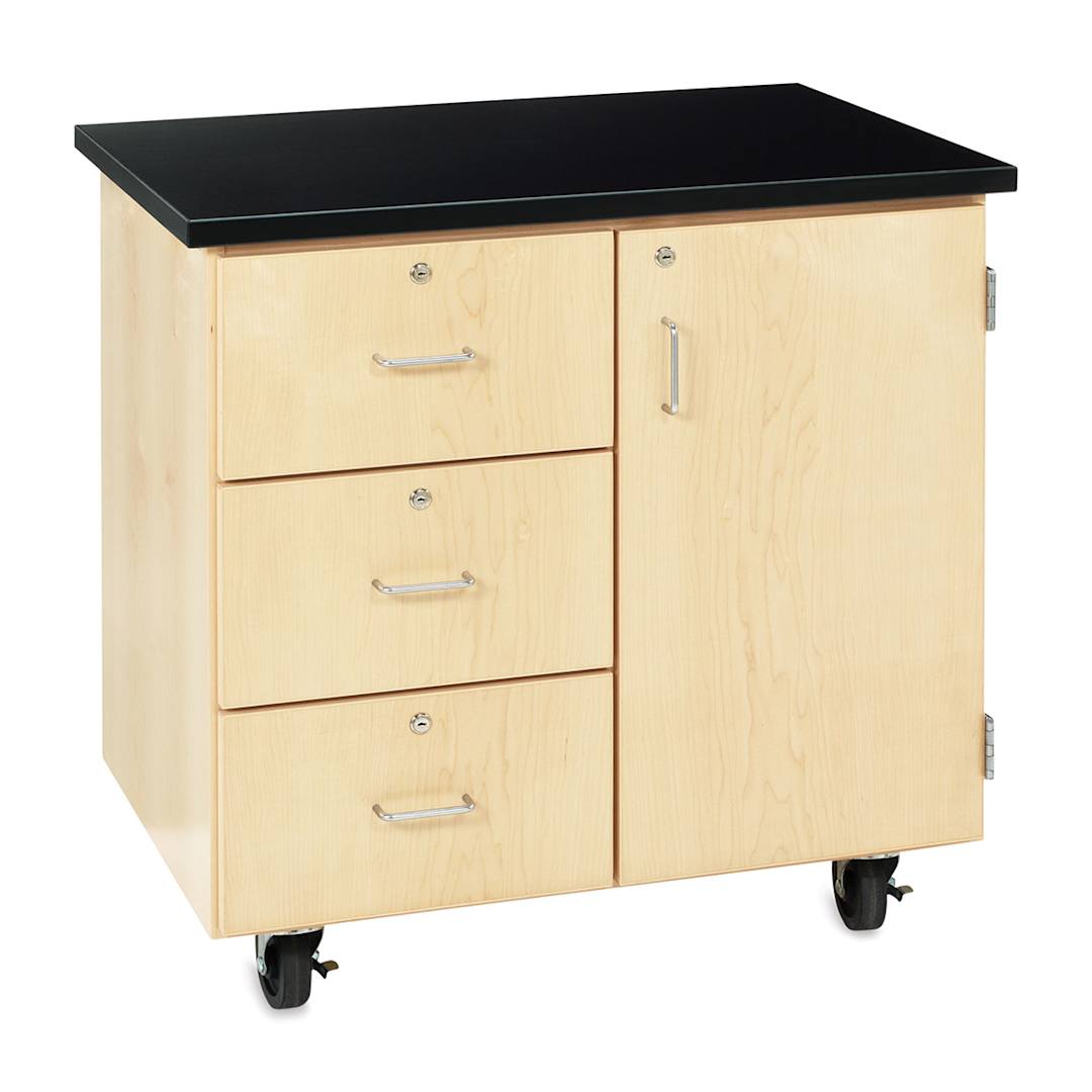 Open in modal - Diversified Spaces Mobile Storage Cabinet - Front view of closed cabinet with Chemguard top