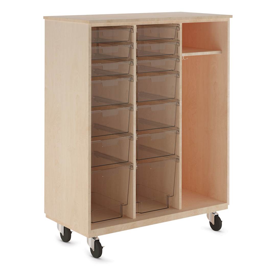 Open in modal - Diversified Spaces Mobile Tote and More Storage Cabinet - Maple with Clear Totes