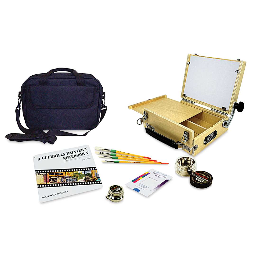 Open in modal - Guerrilla Painter ThumBox - Travel Kit V3.0, contents laid out