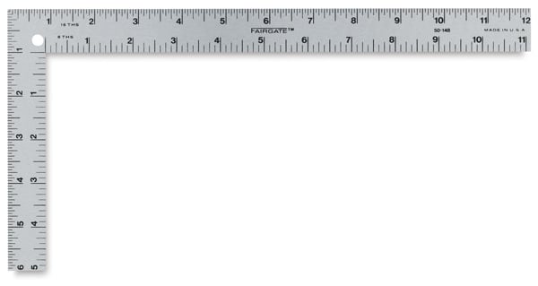 Open in modal - Fairgate Aluminum Mini L-Square - Top view showing internal and external measurements