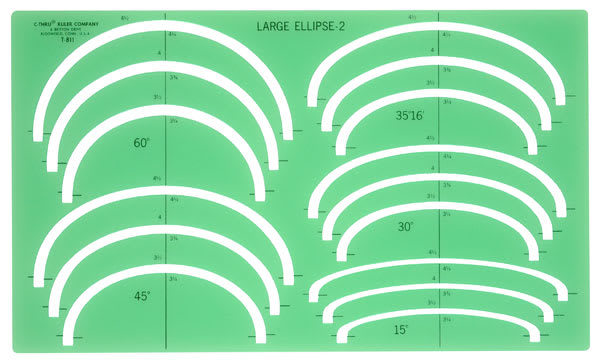 Open in modal - Westcott C-Thru Ellipse Templates - Top view of Large Ellipse 2 Template