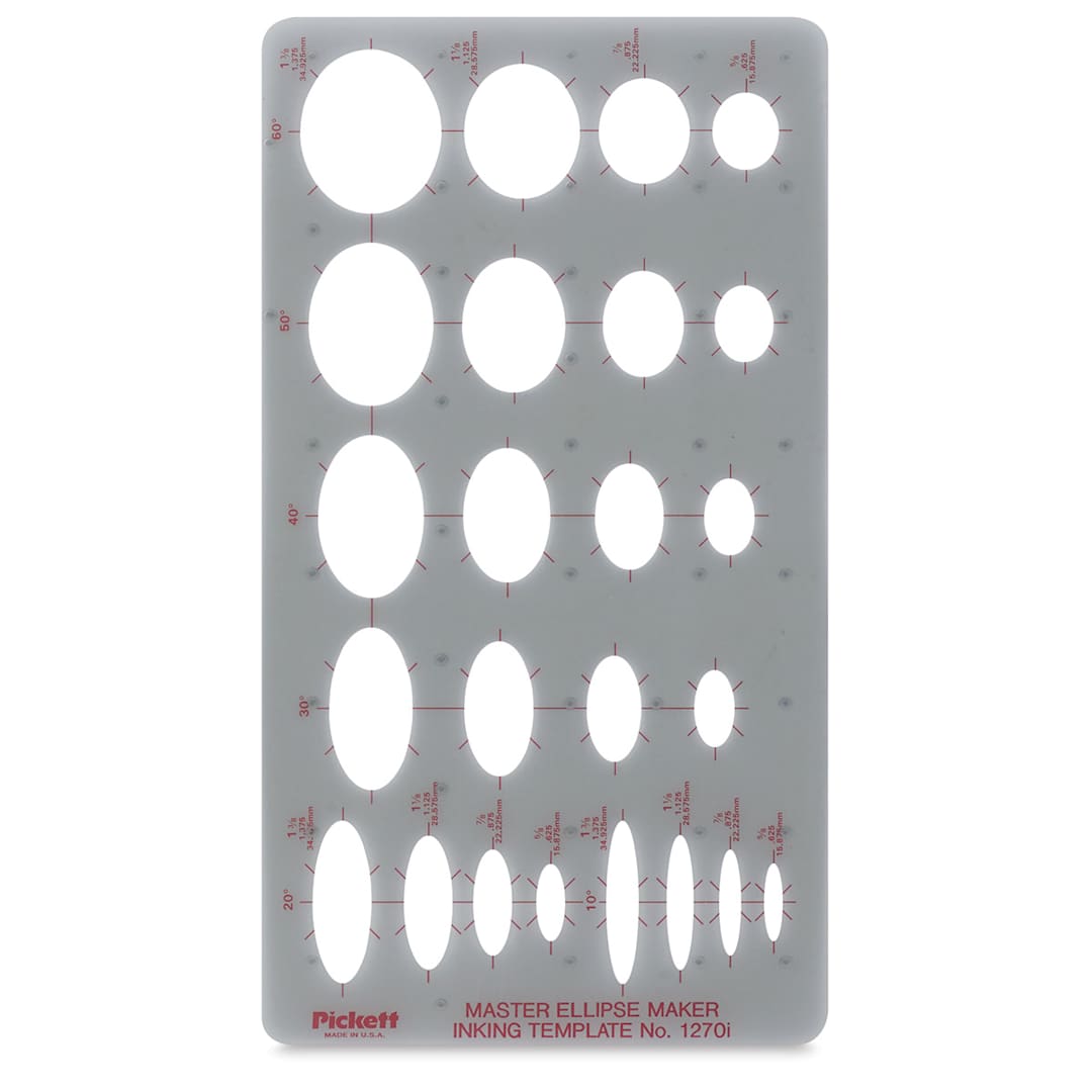Open in modal - Chartpak Pickett Ellipses Templates - front view of Master Ellipse Maker Template