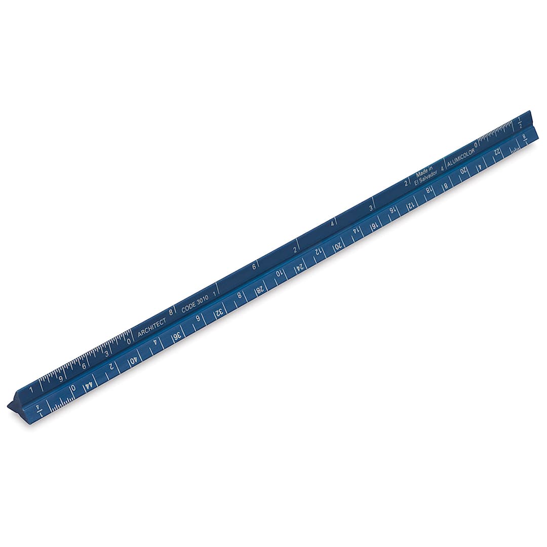 Open in modal - Alumicolor Professional Pocket Scales - Blue Architectural Pocket Scale shown at angle