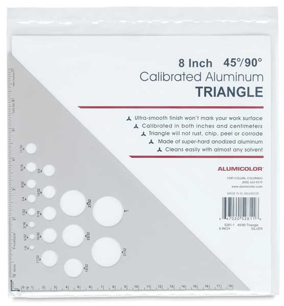 Open in modal - Aluminum Triangles 8" 45/90 Degree  Front view of Package