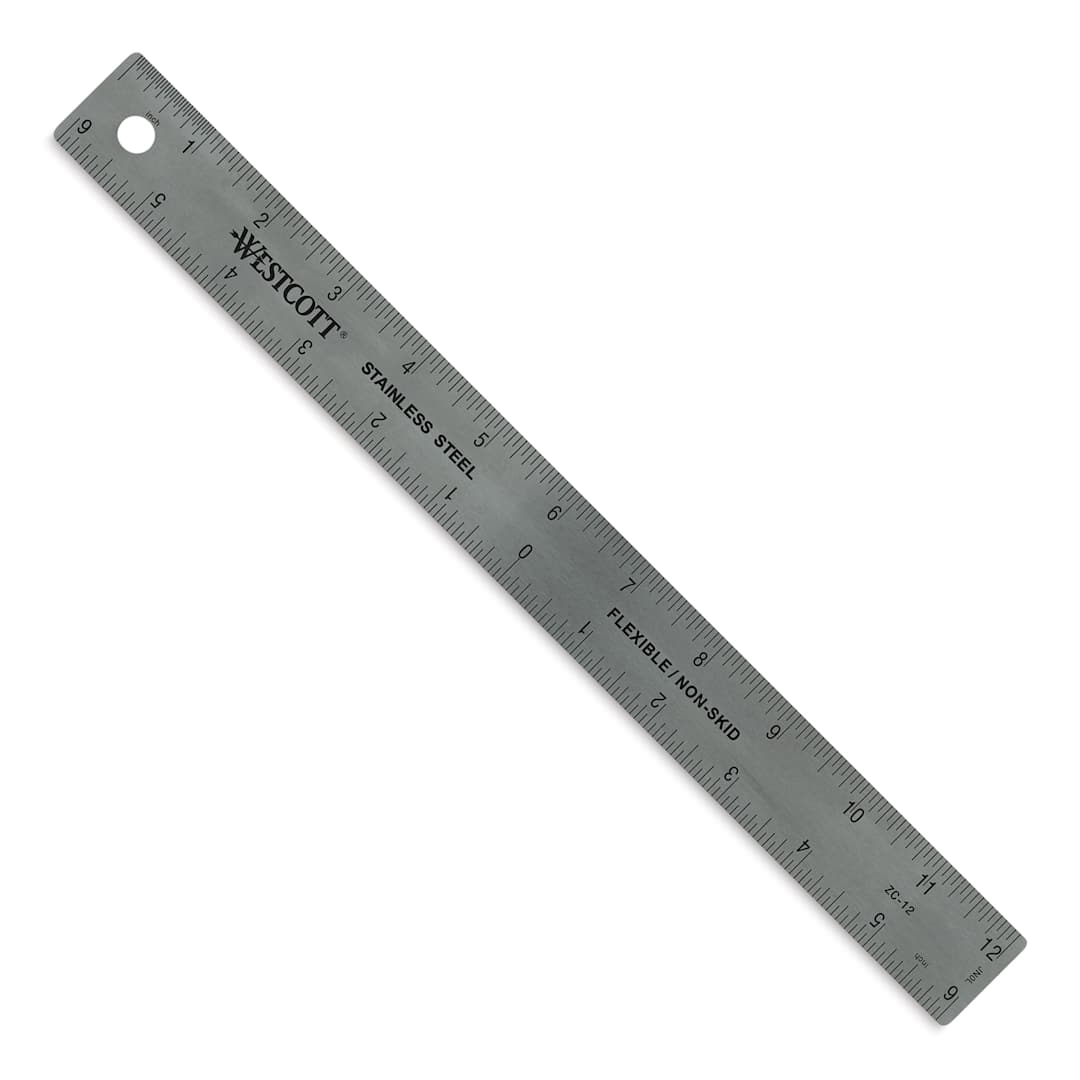 Open in modal - Westcott Metal Zero Centering Ruler - 12" front of ruler