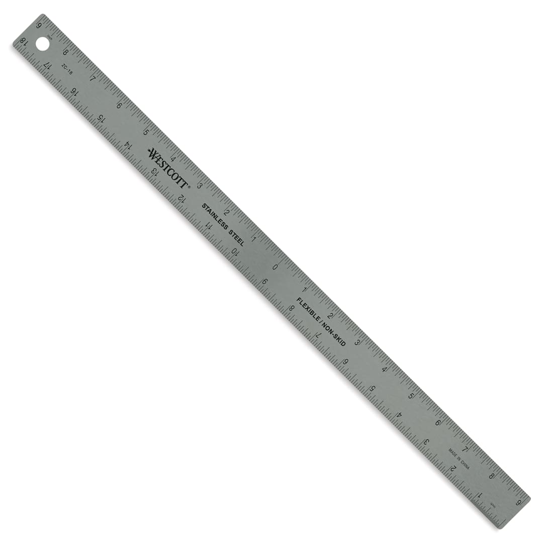 Open in modal - Westcott Metal Zero Centering Ruler - 18" front of ruler