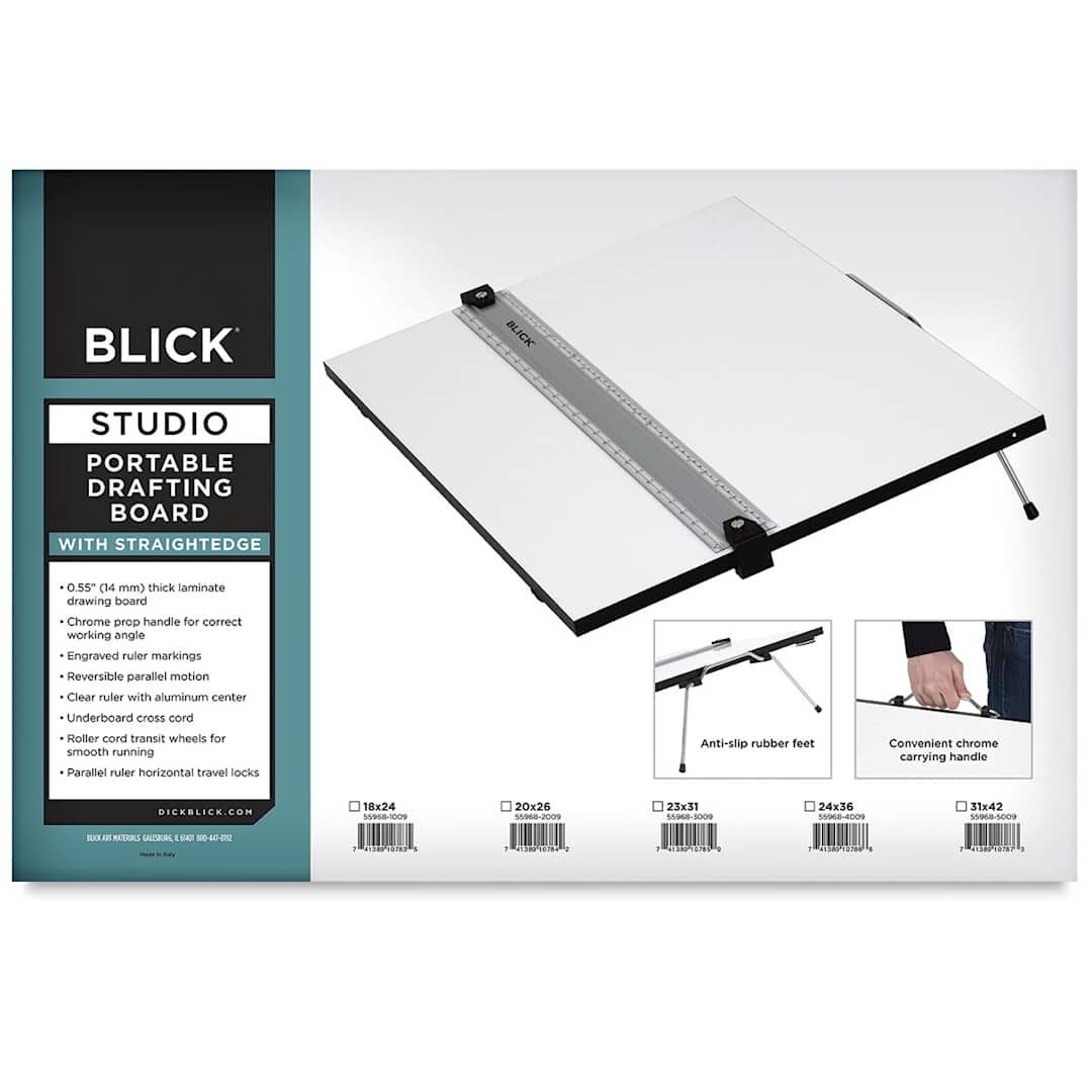 Open in modal - Blick Portable Tabletop Drafting Board with Parallel Ruler Straight Edge - 18" x 24"