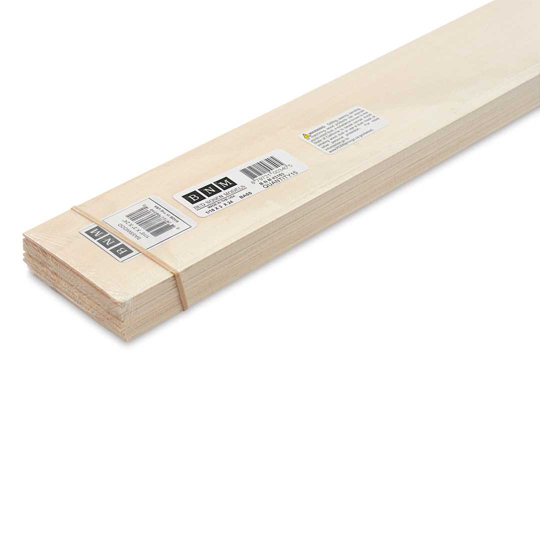 Open in modal - Bud Nosen Basswood Sheets - 1/16" x 3" x 24", 15 Sheets - close-up