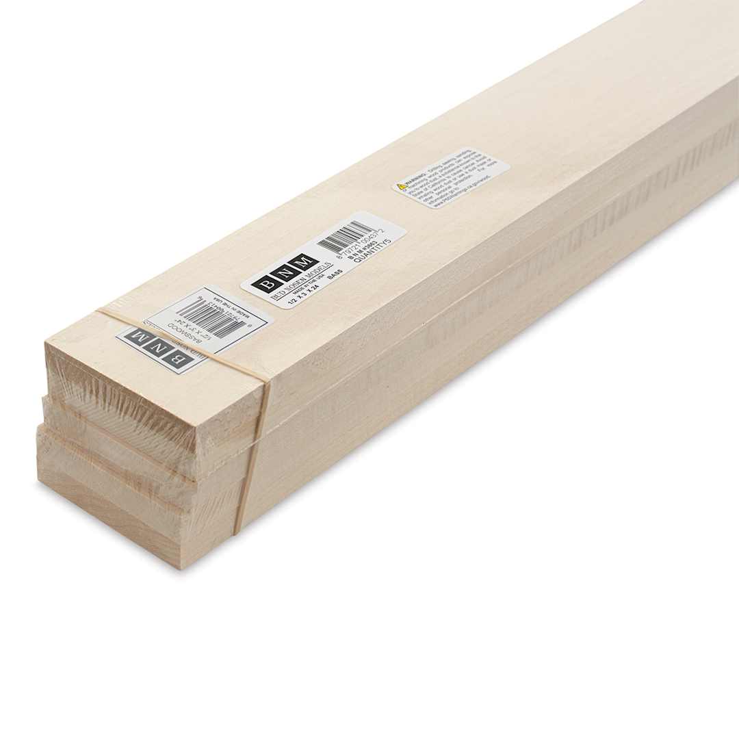 Open in modal - Bud Nosen Basswood Sheets - 1/2" x 3" x 24", 5 Sheets - close-up