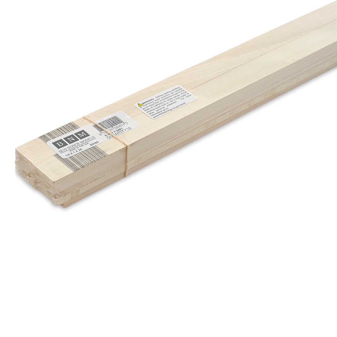 Open in modal - Bud Nosen Basswood Sheets - 1/4" x 1" x 24", 10 Sheets - close-up