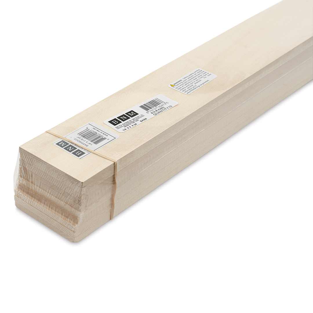 Open in modal - Bud Nosen Basswood Sheets - 1/4" x 2" x 24", 10 Sheets - close-up