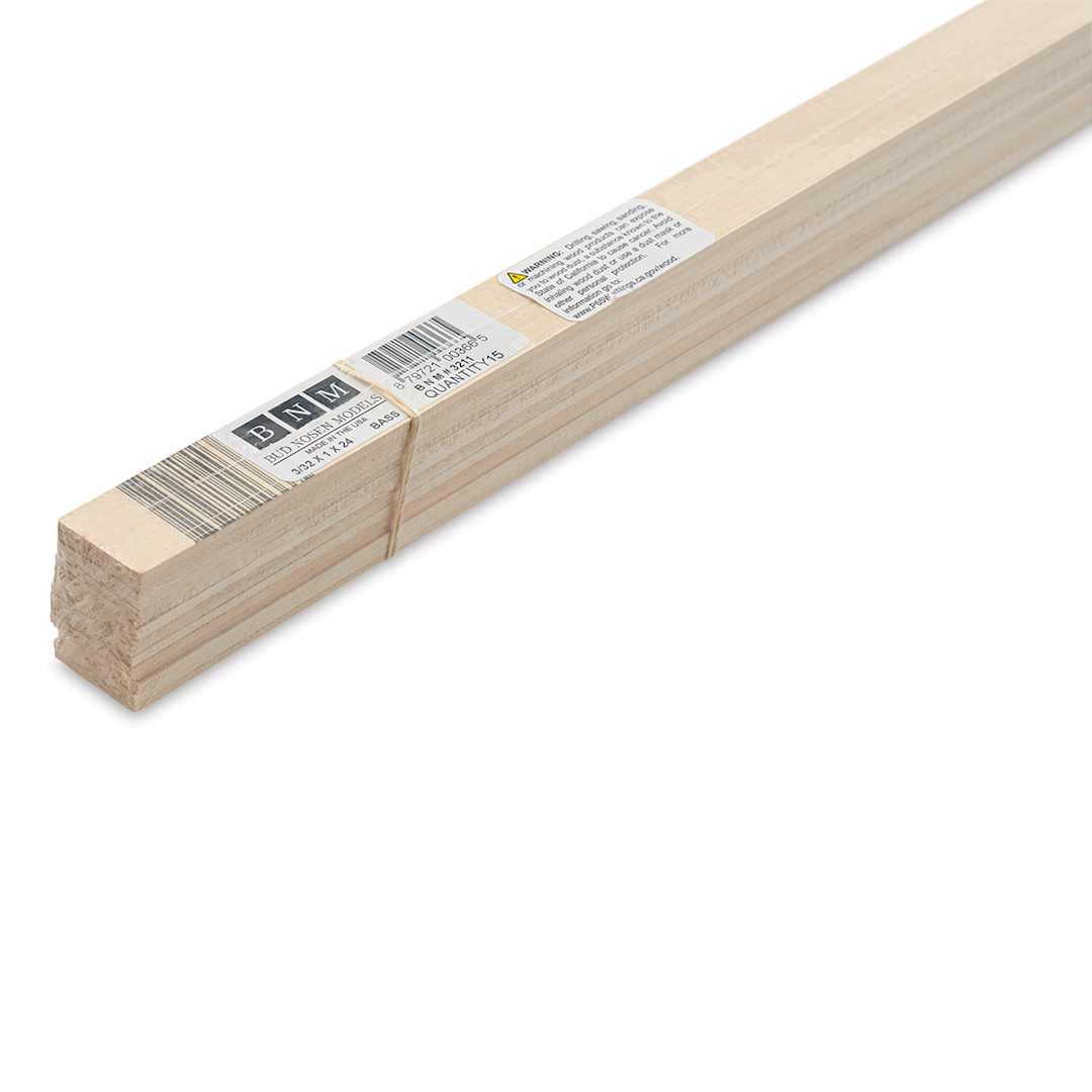 Open in modal - Bud Nosen Basswood Sheets - 3/32" x 1" x 24", 15 Sheets - close-up