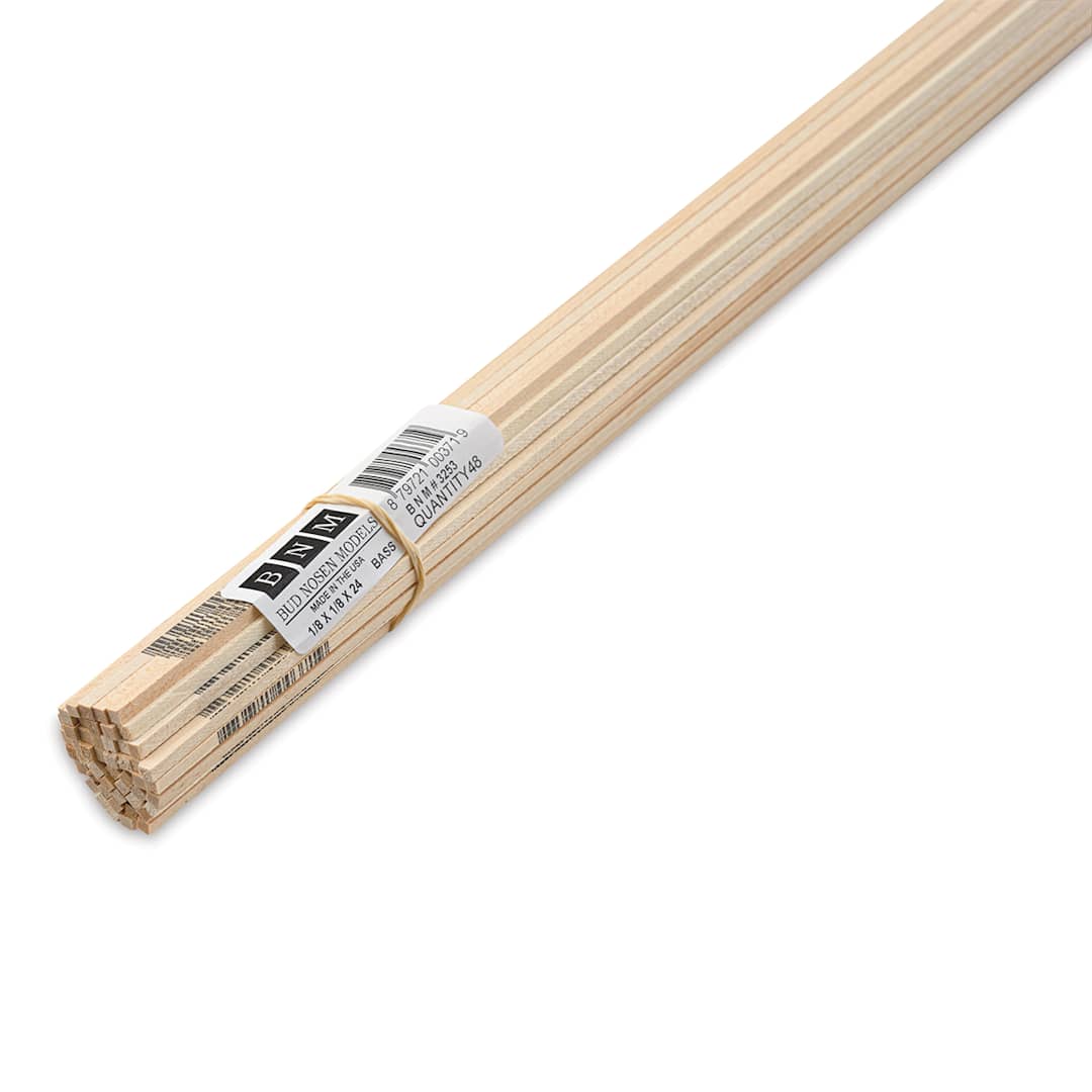 Open in modal - Bud Nosen Basswood Sticks - 1/8" x 1/8" x 24", 48 Sticks - close-up