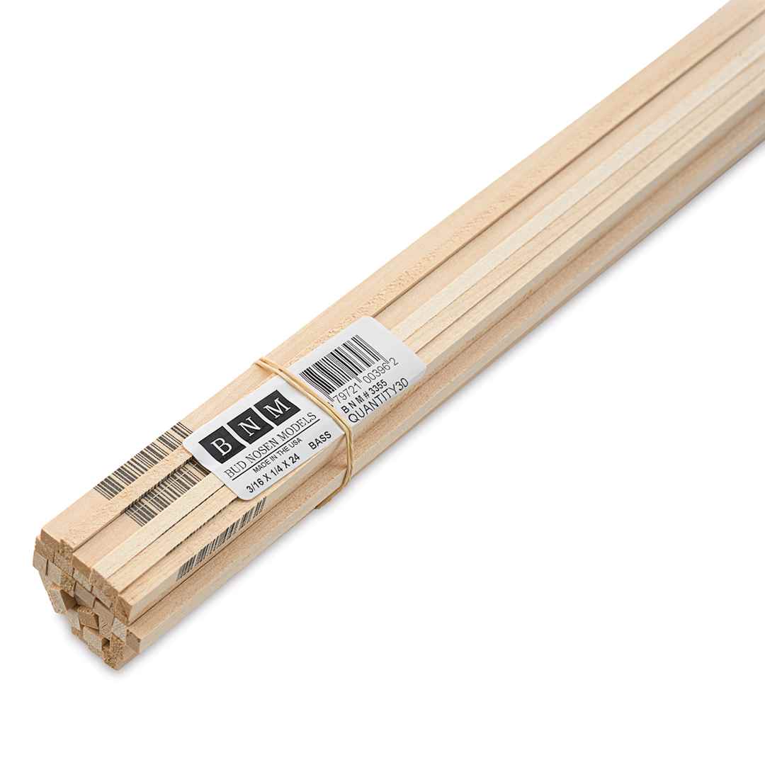 Open in modal - Bud Nosen Basswood Sticks - 3/16" x 1/4" x 24", 30 Sticks - close-up