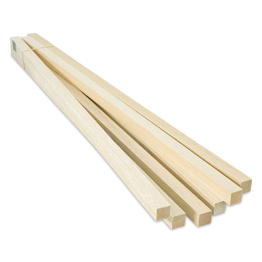 Open in modal - Bud Nosen Balsa Wood Sticks - 1" x 1" x 36", Pkg of 6