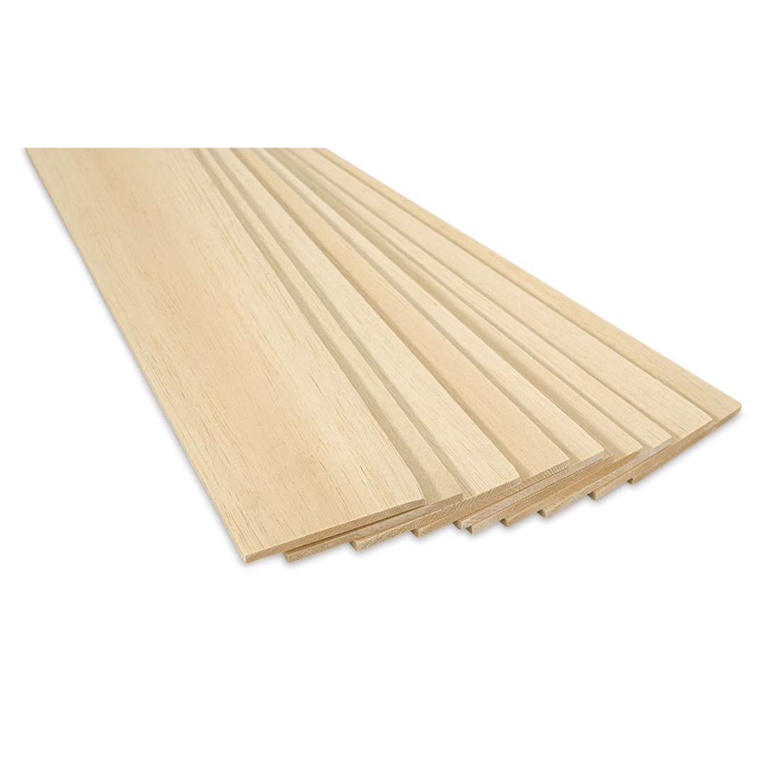 Open in modal - Bud Nosen Balsa Wood Sheets - 1/4" x 4" x 36", Pkg of 10 (close up)