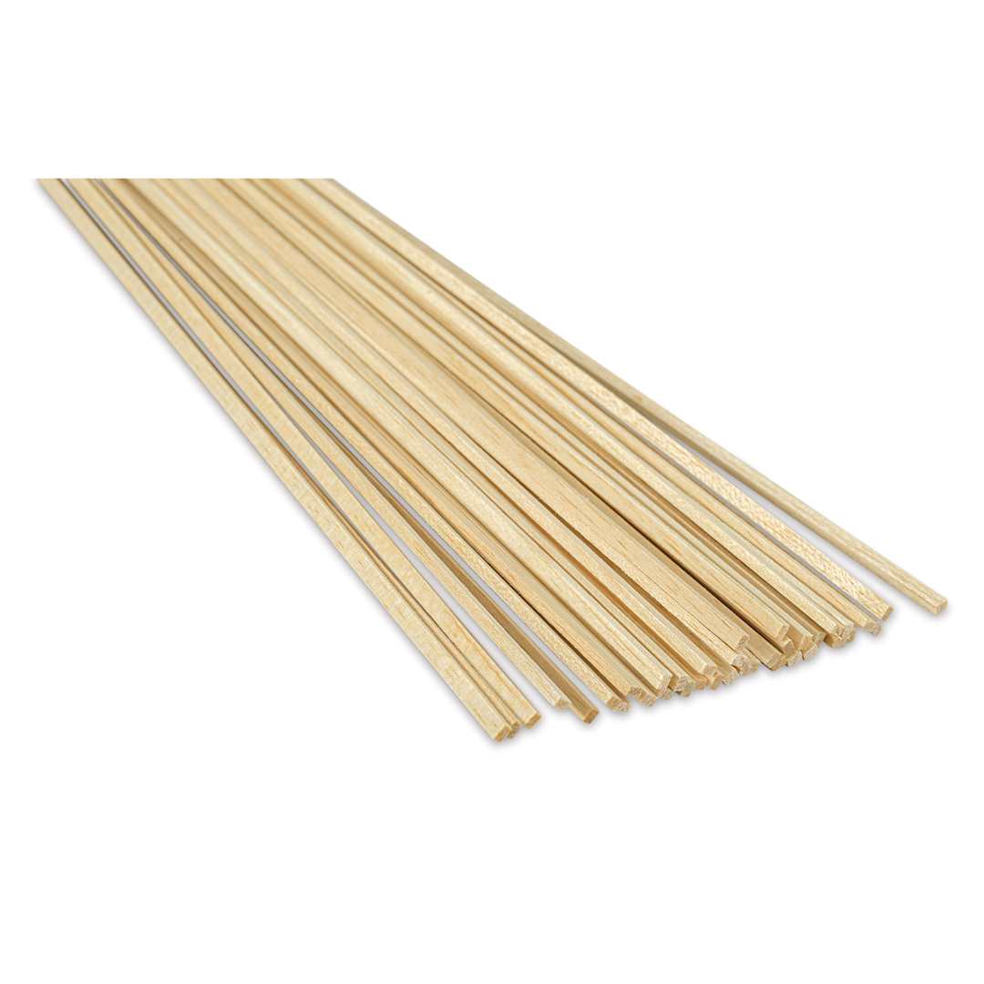 Open in modal - Bud Nosen Balsa Wood Sticks - 1/8" x 3/16" x 36", Pkg of 20 (view of the ends)