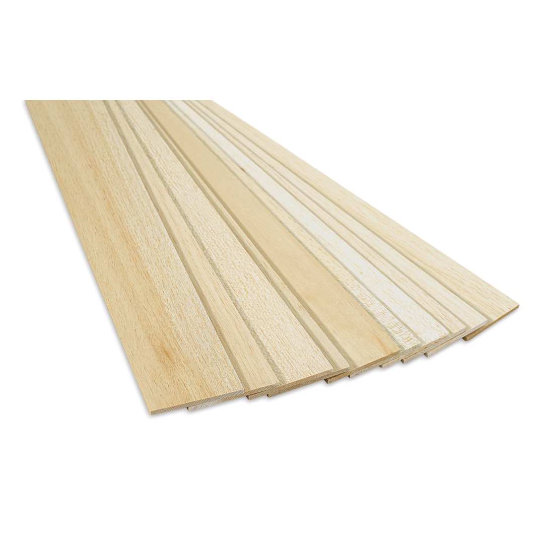 Open in modal - Bud Nosen Balsa Wood Sheets - 3/16" x 3" x 36", Pkg of 10 (view of the ends)