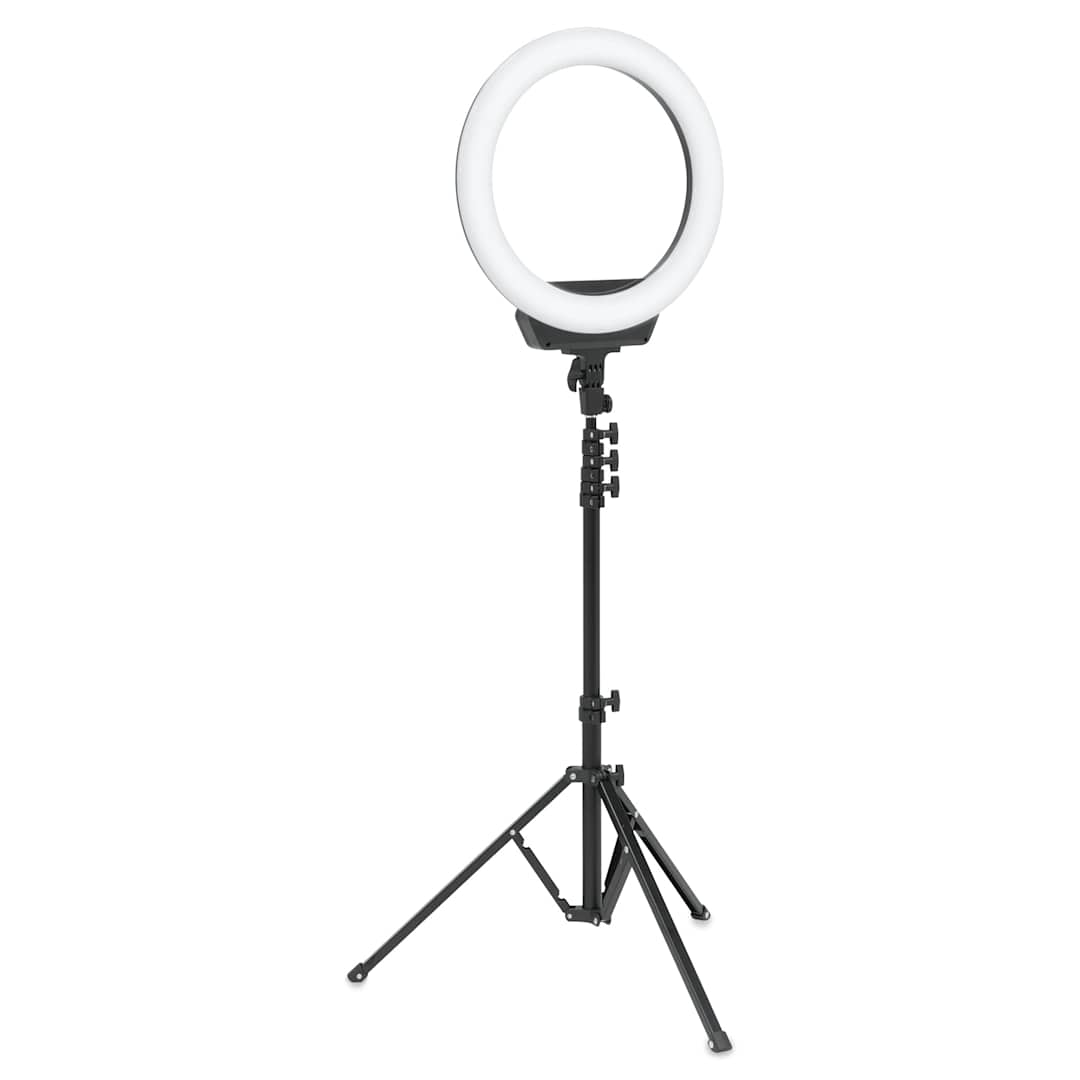 Open in modal - Artograph Ring Light with Floor Stand - 16" Diameter, front view. 