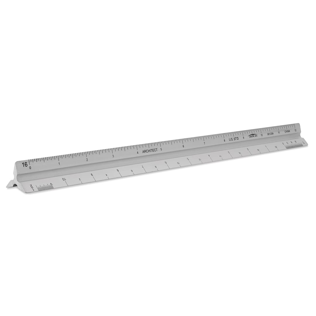 Open in modal - Pacific Arc Professional Architect Ruler - Aluminum, 12", laying flat