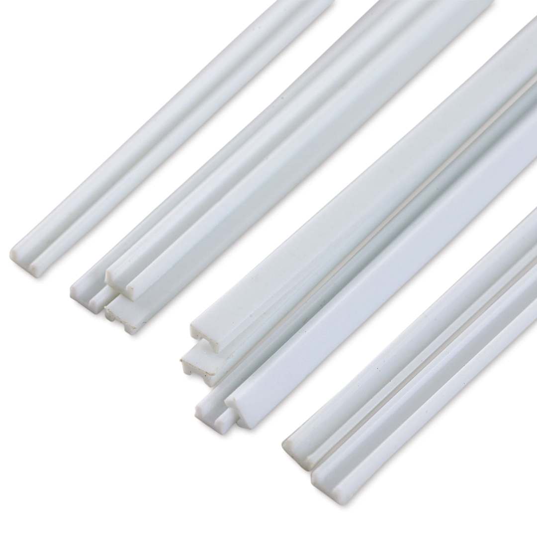 Open in modal - Plastruct Styrene Structural Channels - Pkg of 10, 1/16'' H x 1/29'' W x 10'' L (out of package, close-up)