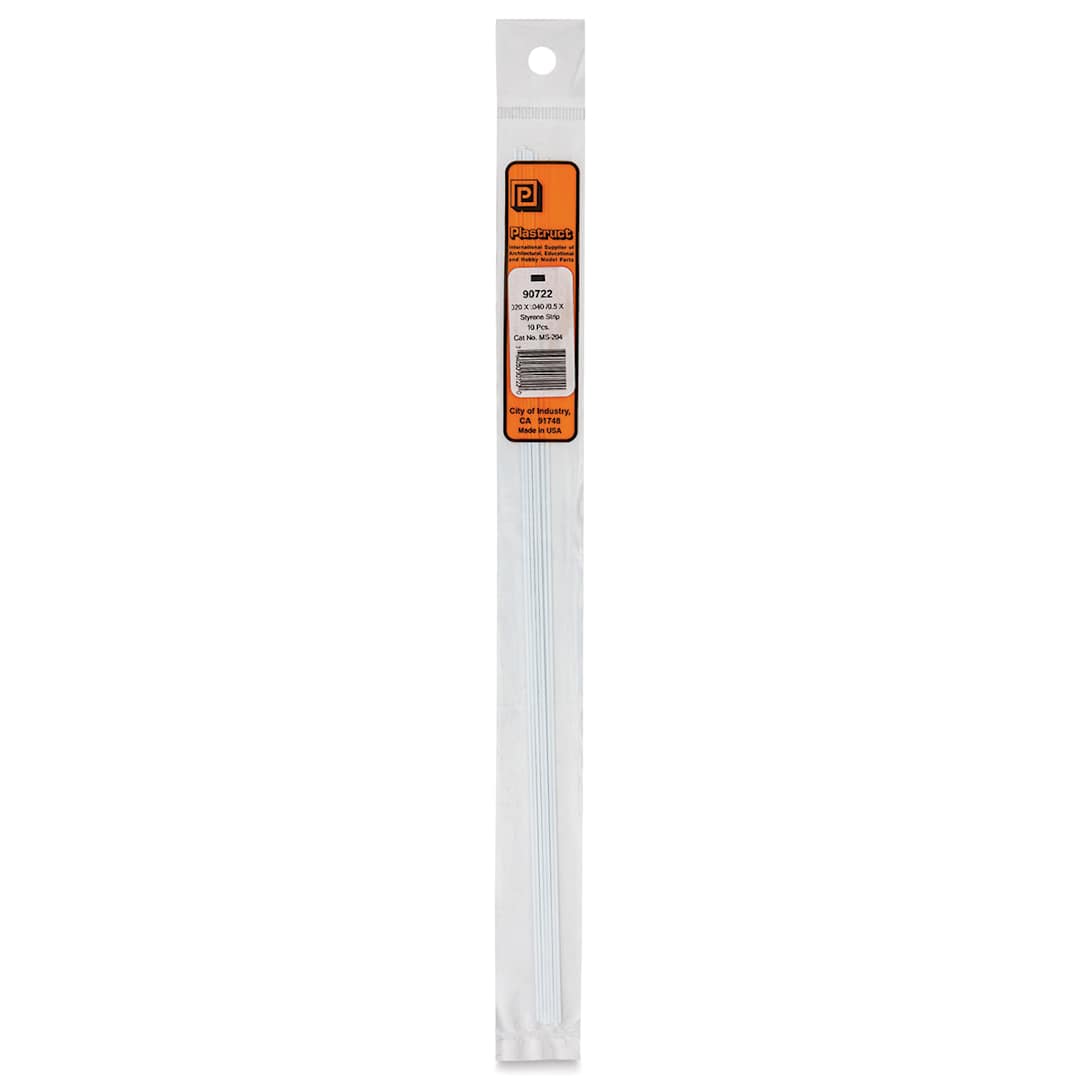 Open in modal - Plastruct Plastic Strip - Pkg of 10, 0.02" H × 0.04" W × 10" L - front of packaging