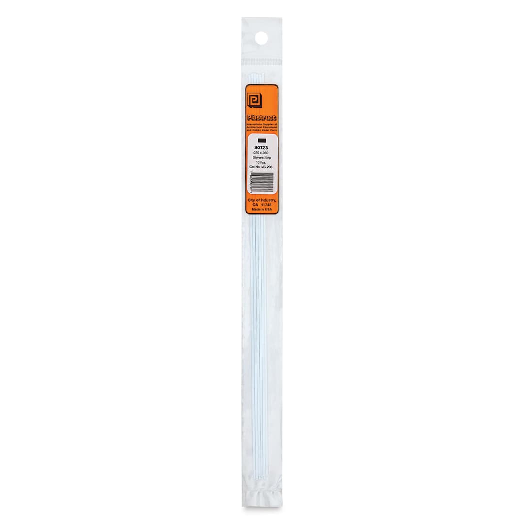 Open in modal - Plastruct Plastic Strip - Pkg of 10, 0.02" H × 0.06" W × 10" L - front of packaging