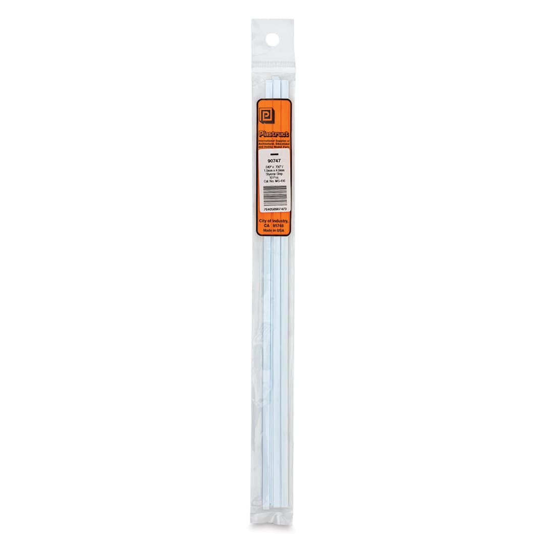 Open in modal - Plastruct Plastic Strip - Pkg of 10, 0.04" H × 0.156" W × 10" L - front of packaging