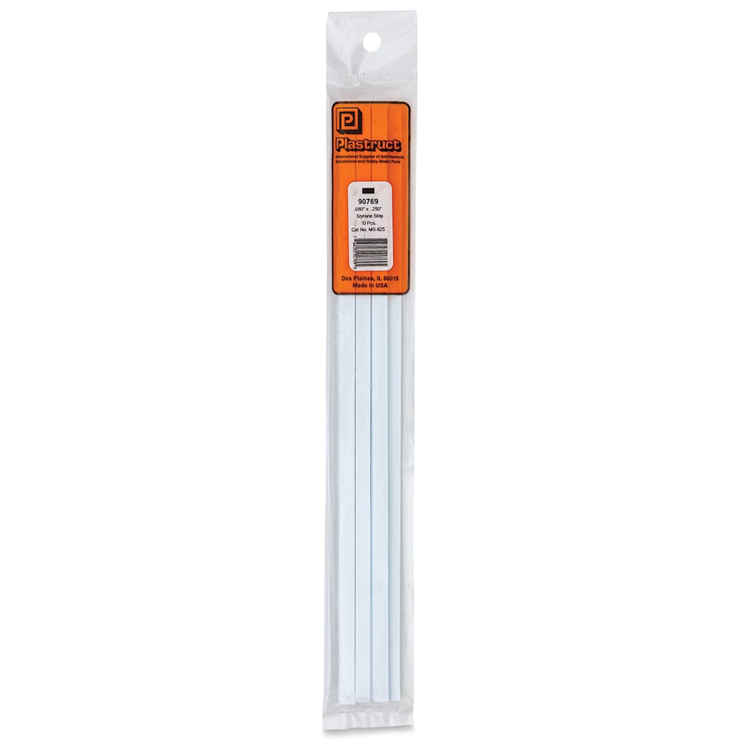 Open in modal - Plastruct Plastic Strip - Pkg of 10, 0.08" H × 0.25" W × 10" L