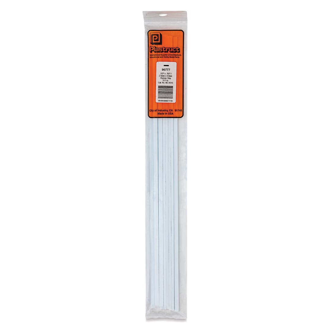 Open in modal - Plastruct Plastic Strip - Pkg of 10, 0.1" H × 0.156" W × 10" L
