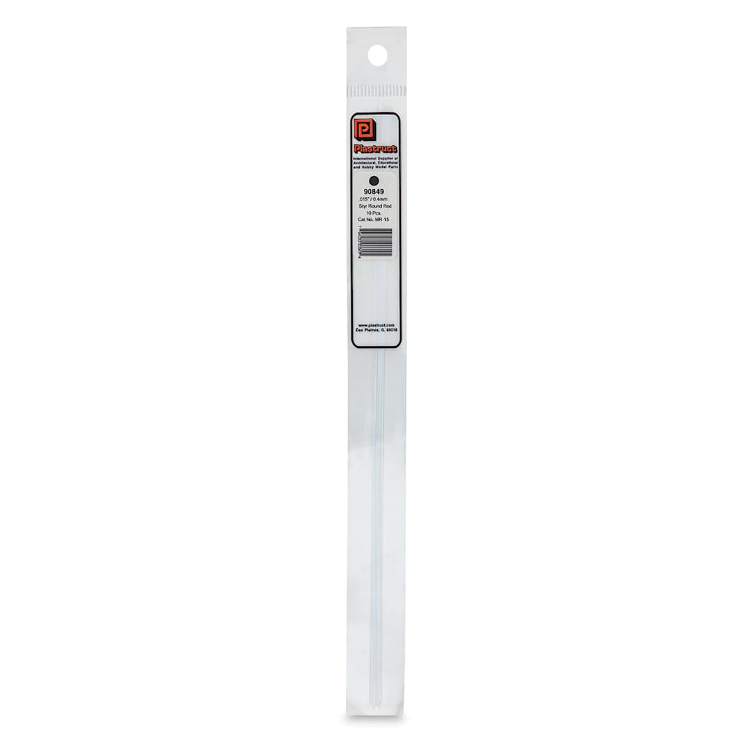 Open in modal - Plastruct Plastic Round Rod - Pkg of 10, 0.015" Dia × 10" L