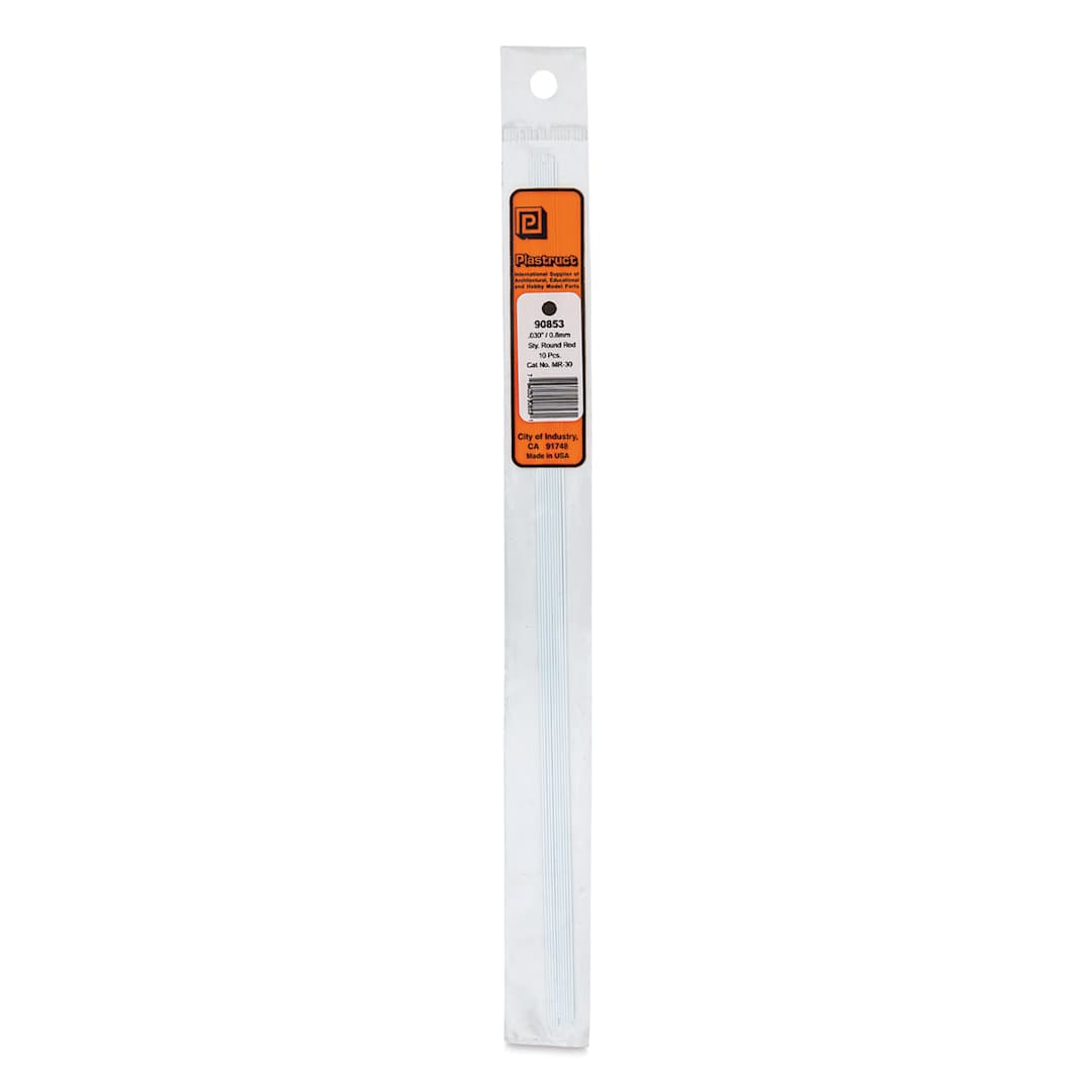 Open in modal - Plastruct Plastic Round Rod - Pkg of 10, 0.03" Dia × 10" L