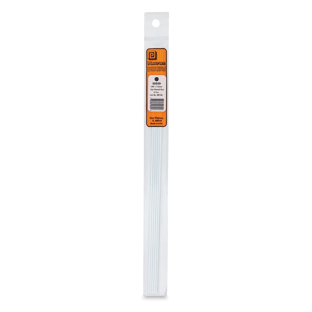 Open in modal - Plastruct Plastic Round Rod - Pkg of 5, 0.08" Dia × 10" L