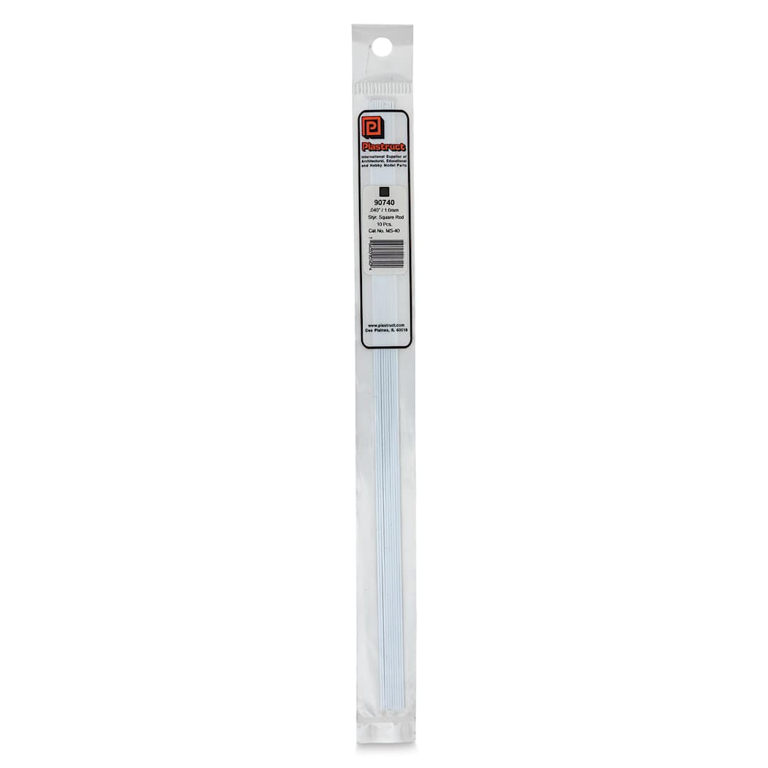 Open in modal - Plastruct Plastic Square Strip - Pkg of 10, 0.04" H × 0.04" W × 10" L
