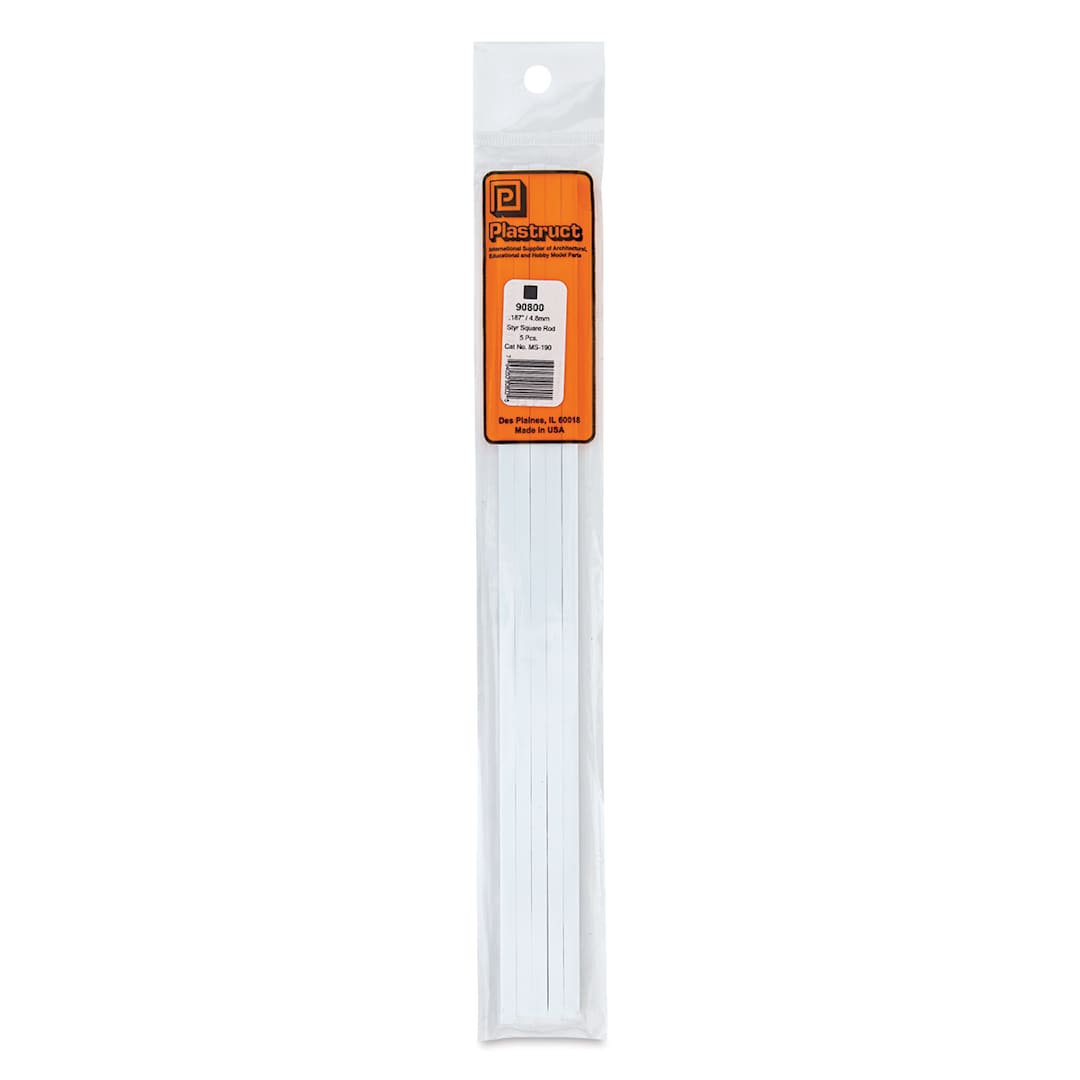 Open in modal - Plastruct Plastic Square Strip - Pkg of 5, 0.187" H × 0.187" W × 10" L