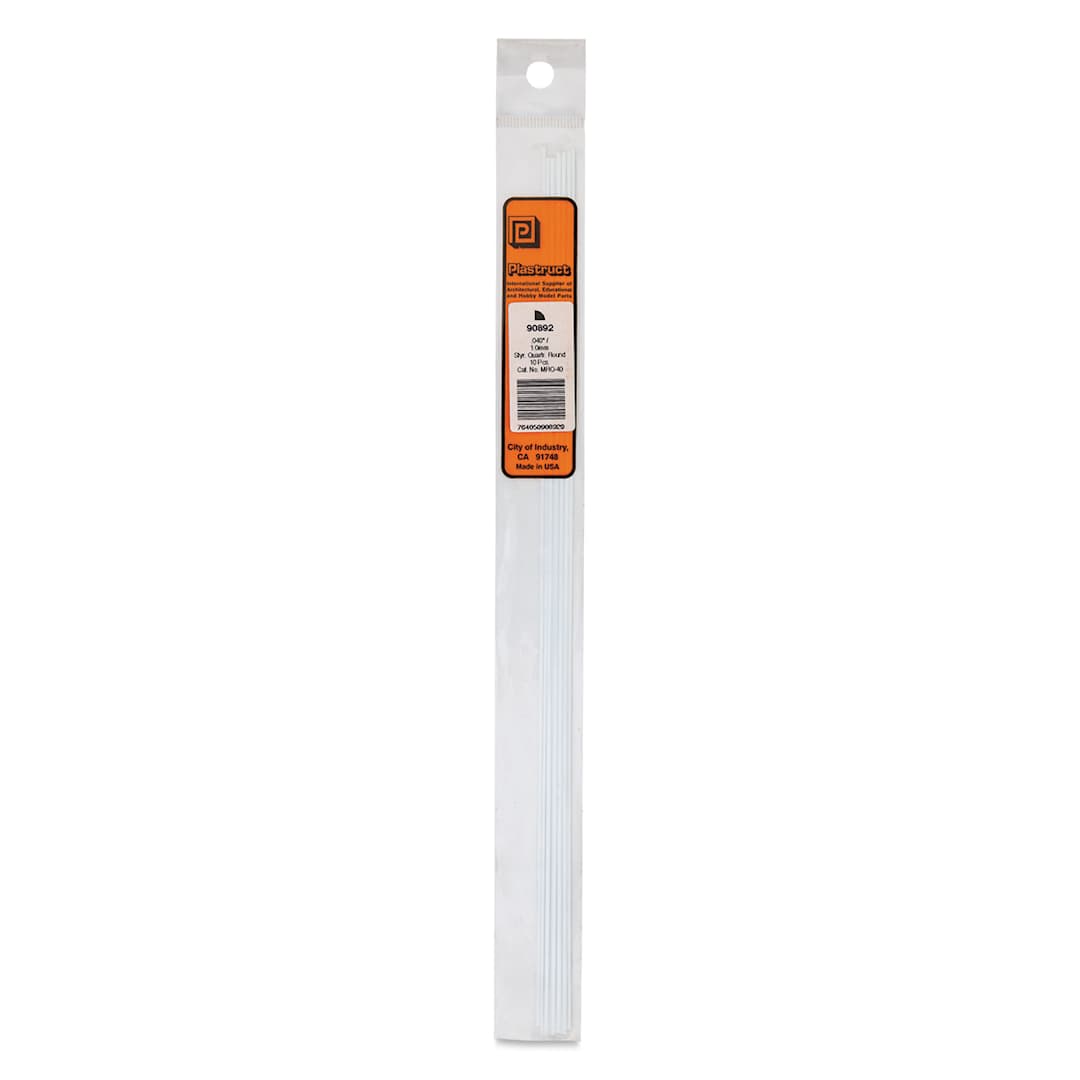 Open in modal - Plastruct Plastic Quarter-Round Rod - Pkg of 10, 0.04" H × 0.02" W × 10" L