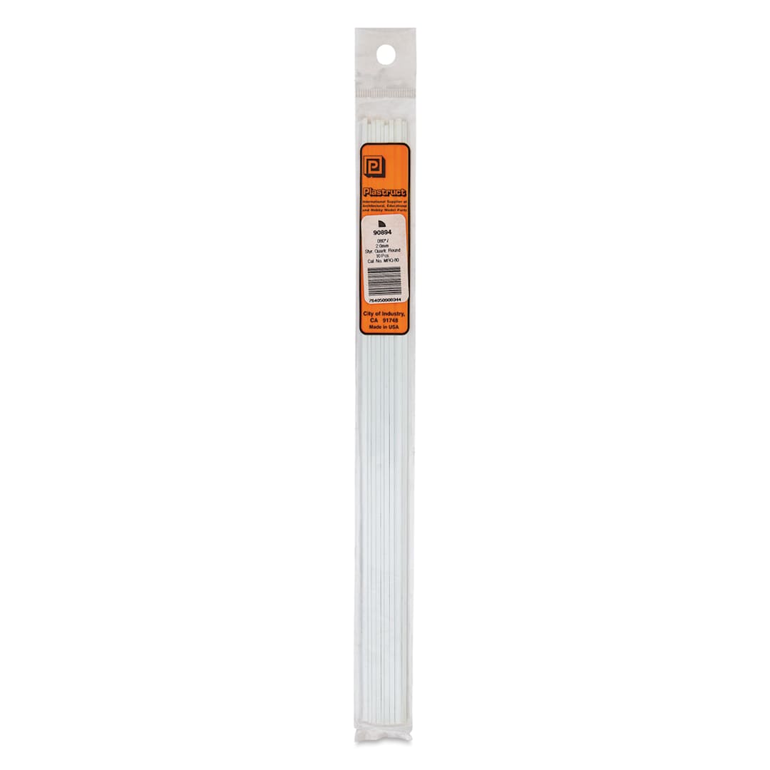 Open in modal - Plastruct Plastic Quarter-Round Rod - Pkg of 10, 0.08" H × 0.08" W × 10" L