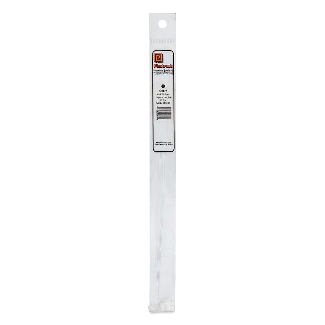 Open in modal - Plastruct Plastic Hexagon Rod - Pkg of 10, 0.02" W × 10" L