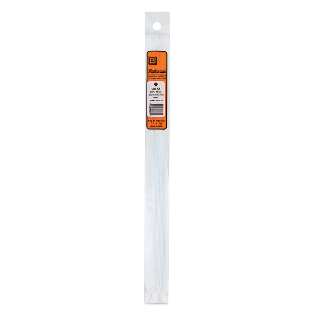 Open in modal - Plastruct Plastic Hexagon Rod - Pkg of 10, 0.03" W × 10" L