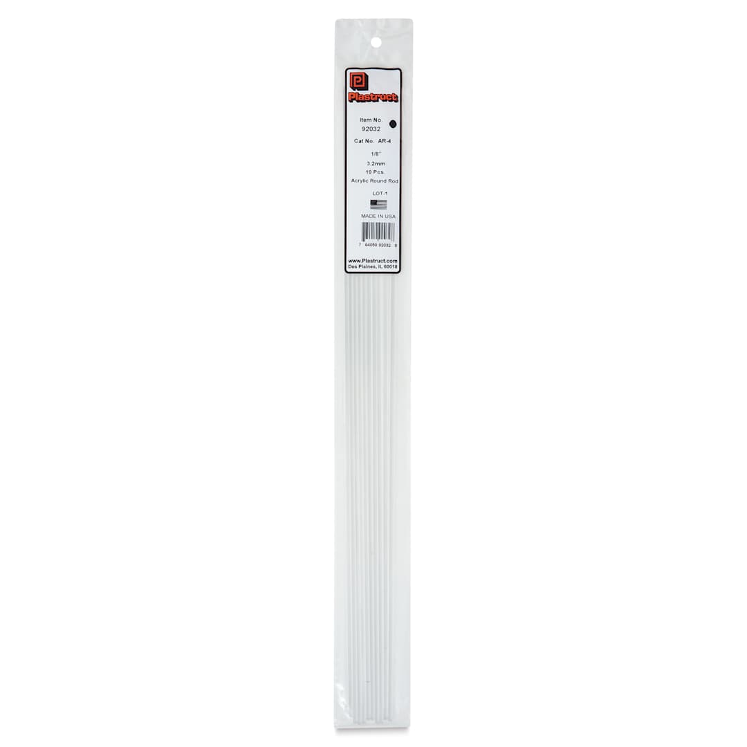Open in modal - Plastruct Clear Acrylic Rod - 1/8" x 17-1/2" (front of packaging)