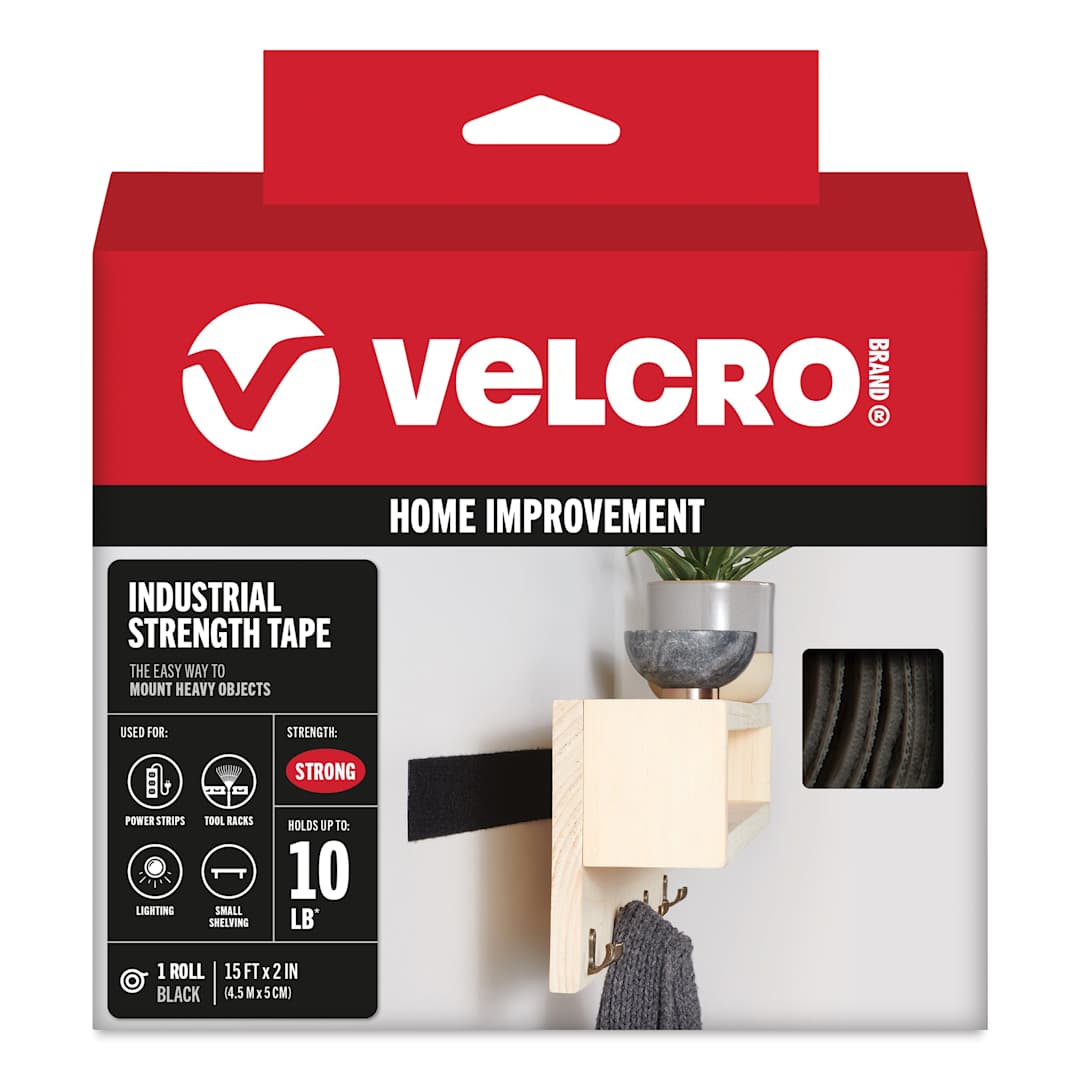 Open in modal - Velcro Brand Industrial Strength Fasteners - Tape Roll, Black, 2" x 15 ft front of package