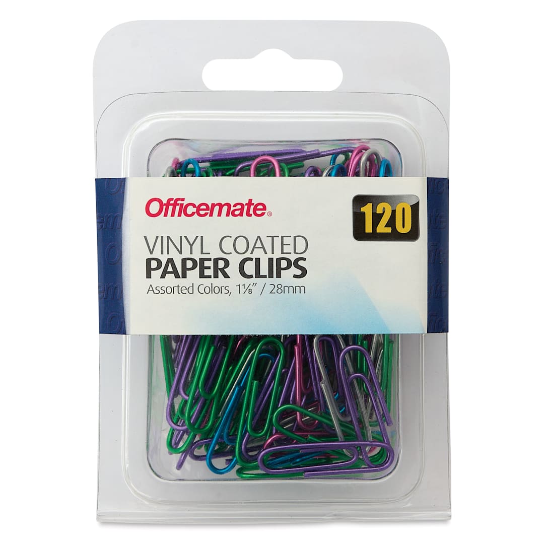 Open in modal - Officemate Paper Clips - Pkg of 120, Assorted Colors, No. 2 Paper Clips front of packaging
