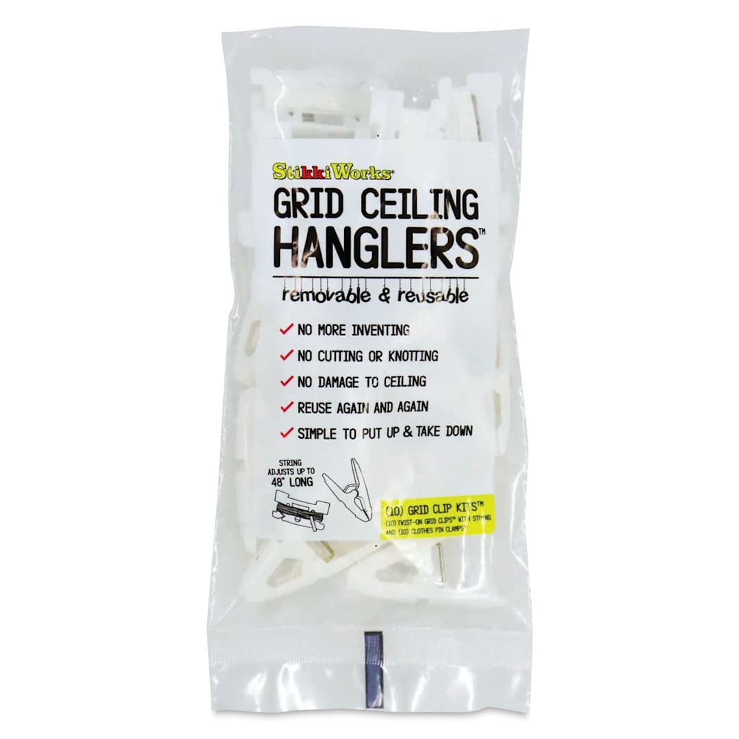 Open in modal - StikkiWorks Ceiling Hanglers Grid Clip Kits - Front of package