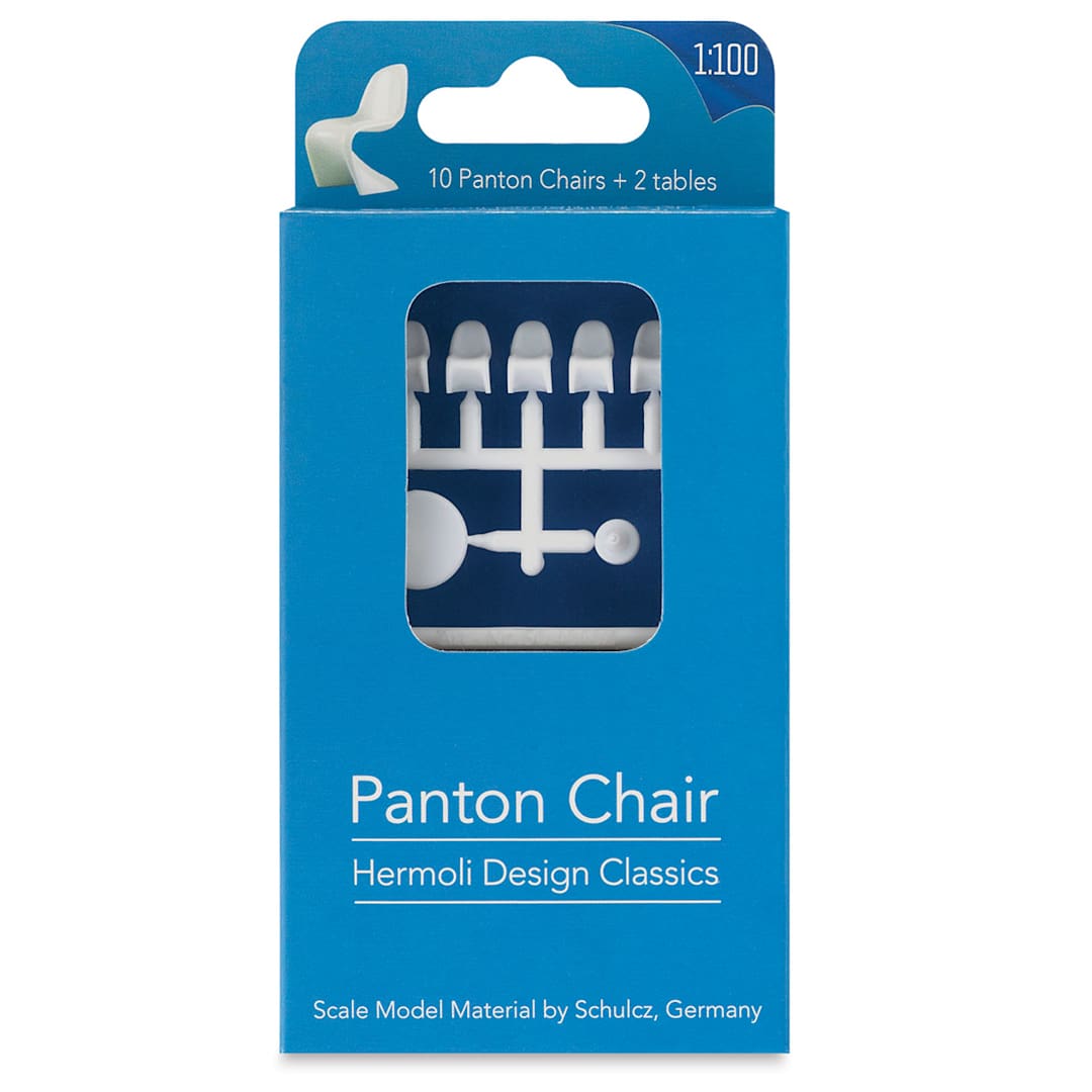 Open in modal - Schulcz Scale Model Furniture - Panton Chairs and Tables, Pkg of 12, 1:100, 1/8" (front of package)