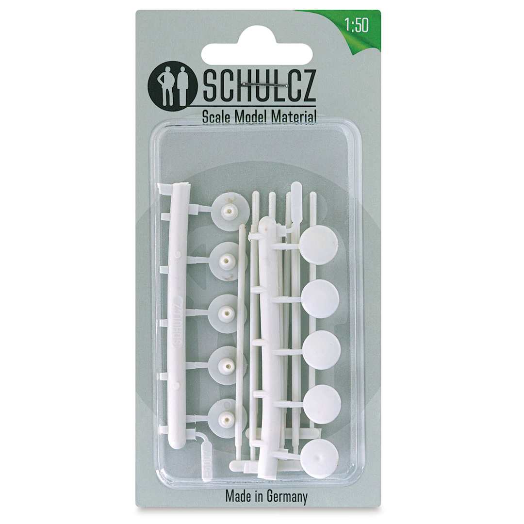Open in modal - Schulcz Scale Model Building Parts - Single Latern Street Lights, Pkg of 10, 1:50, 1/4" (front of package)