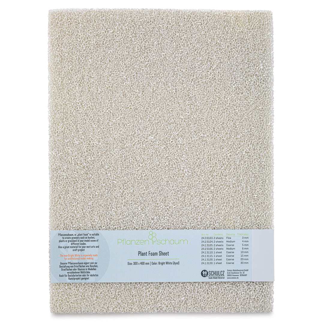 Open in modal - Schulcz Scale Model Plant Foam - White, Single, Coarse, 10 mm, 11-3/4" x 15-3/4" (front of package)