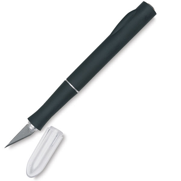Open in modal - X-Acto X2000 Knife - Angled view of knife with cap removed and adjacent